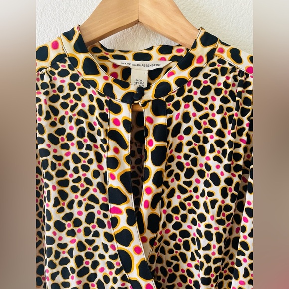 Diane Von Furstenberg Leopard Print Stretch Silk Abel Midi Wrap Dress Size 10 - Picture 4 of 4